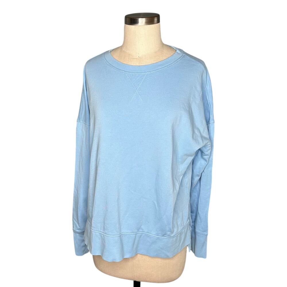 SWEATY BETTY Blue After Class Side Split Sweatshirt Pullover Women's Size 8 Yoga